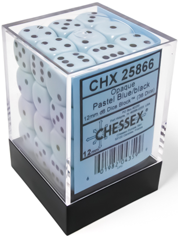 Chessex Dice - 12mm 3d6 - Opaque - Pastel Blue/Black CHX25866