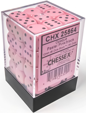 Chessex Dice - 12mm 3d6 - Opaque - Pastel Pink/Black CHX25864