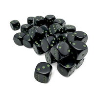 Chessex Dice - 12mm 3d6 - Opaque - Black w/Green CHX25858