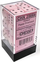 Chessex Dice - 16mm d6 - Opaque - Pastel Pink/Black CHX25664