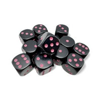 Chessex Dice - 16mm d6 - Opaque - Black w/Pink CHX25648