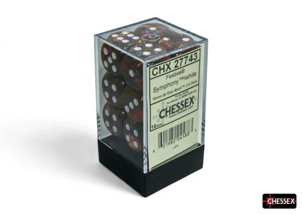 Chessex Dice - 16mm d6 Festive - Luminary - Symphony/White CHX27743