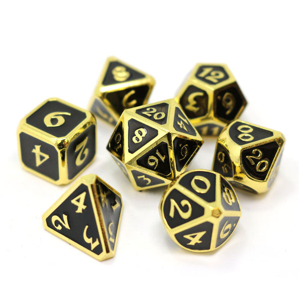 Die Hard Dice Polyhedral Metal 7 Piece Set Mythica Gold Onyx
