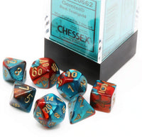 Chessex Dice - Mini Polyhedral - Gemini - Red-Teal/Gold Mini Poly CHX20662