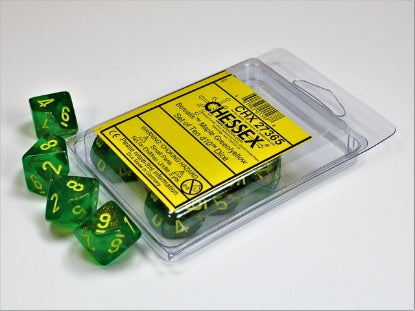 Chessex d10 dice set CHX27365 - Borealis Green/Yellow