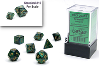 Chessex Dice - Mini Polyhedral - Scarab - Jade w/Gold CHX20415