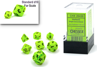 Chessex Dice - Mini Polyhedral - Vortex - Bright Green/Black CHX20430