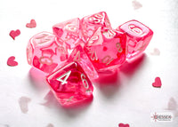 Chessex Dice - Mini Polyhedral - Translucent - Pink w/White CHX20384