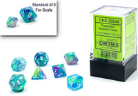 Chessex Dice - Mini Polyhedral - Festive - Waterlily w/White CHX20546