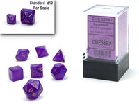 Chessex Dice - Mini Polyhedral - Borealis - Luminary - Royal Purple/Gold 7-Die Set CHX20587