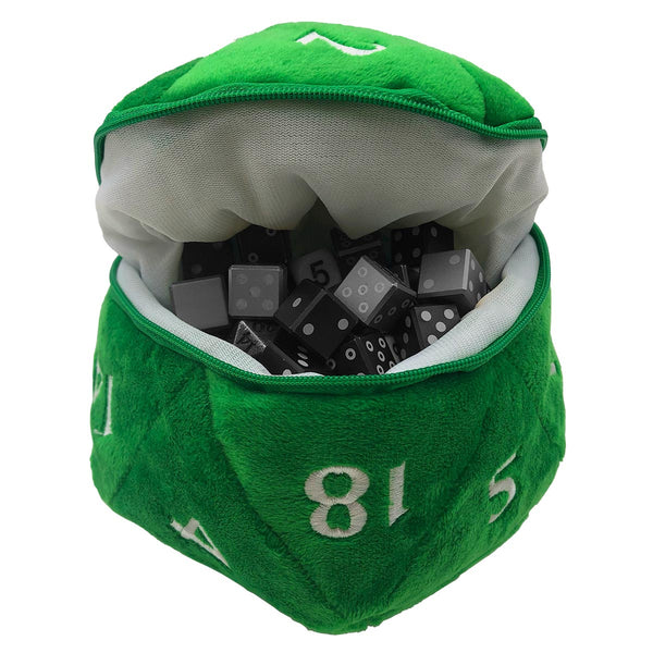 Green D20 Plush Dice Bag