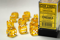 Chessex Dice - 16mm d6 - Translucent - Yellow/White CHX23602
