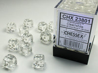 Chessex Dice - 12mm d6 - Translucent - Clear/White CHX23801