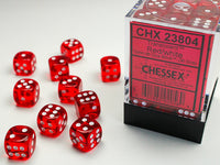 Chessex Dice - 12mm d6 - Translucent - Red/White CHX23804