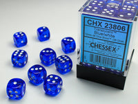 Chessex Dice - 12mm d6 - Translucent - Blue/White CHX23806