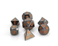 Die Hard Metal Dice - Polyhedral - Sinister Chrome/Orange