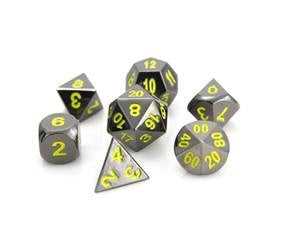 Die Hard Metal Dice - Polyhedral - Sinister Chrome/Yellow