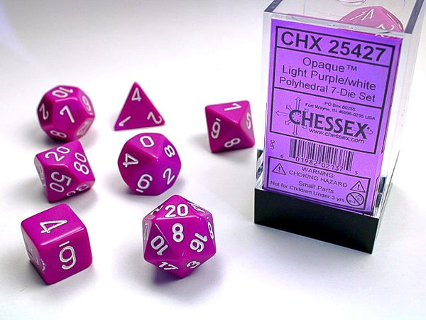 Chessex Dice - Polyhedral - Opaque - Light Purple/White CHX25427