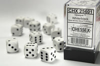 Chessex Dice - 16mm d6 - Opaque - White/Black CHX25601