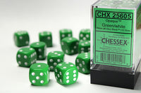 Chessex Dice - 16mm d6 - Opaque - Green/White CHX25605