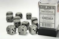 Chessex Dice - 16mm d6 - Opaque - Grey/Black CHX25610
