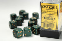 Chessex Dice - 16mm d6 - Opaque - Dusty Green/Gold CHX25615