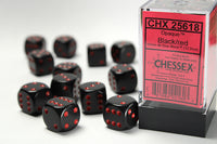 Chessex Dice - 16mm d6 - Opaque - Black w/Red CHX25618