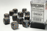 Chessex Dice - 16mm d6 - Opaque - Dark Grey/Copper CHX25620
