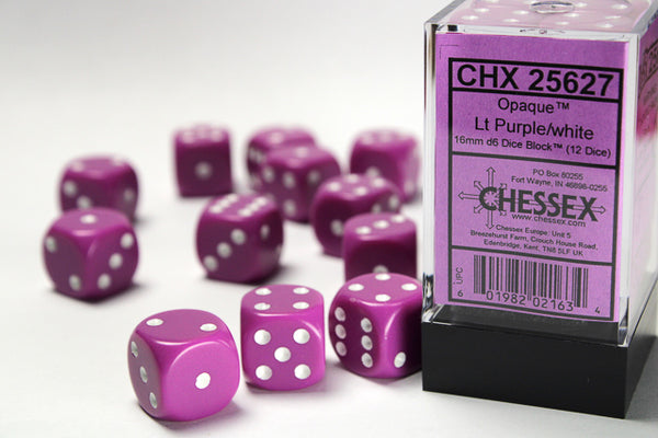 Chessex Dice - 16mm d6 - Opaque - Light Purple/White CHX25627