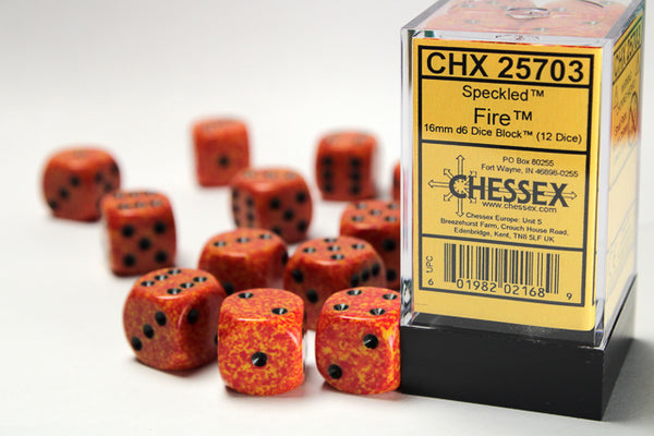 Chessex Dice - 16mm d6 - Speckled - Fire CHX25703