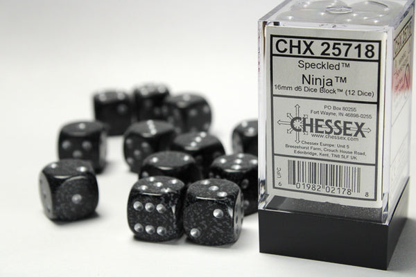 Chessex Dice - 16mm d6 - Speckled - Ninja CHX25718