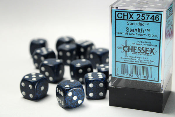 Chessex Dice - 16mm d6 - Speckled - Stealth CHX25746