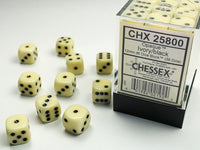 Chessex Dice - 12mm d6 - Opaque - Ivory/Black CHX25800