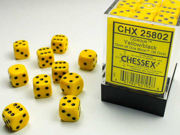 Chessex Dice - 12mm d6 - Opaque - Yellow/Black CHX25802