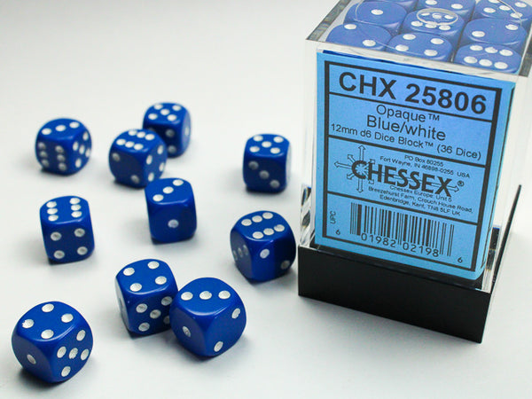 Chessex Dice - 12mm d6 - Opaque - Blue/White CHX25806