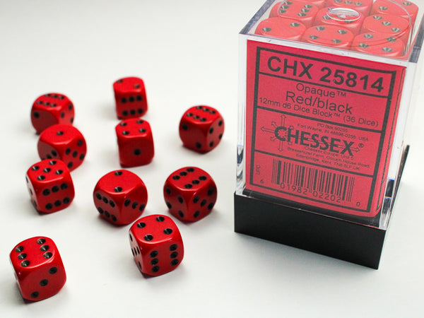 Chessex Dice - 12mm d6 - Opaque - Red/Black CHX25814