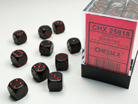 Chessex Dice - 12mm d6 - Opaque - Black w/Red CHX25818