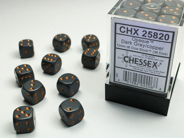 Chessex Dice - 12mm d6 - Opaque - Dark Grey/Copper CHX25820