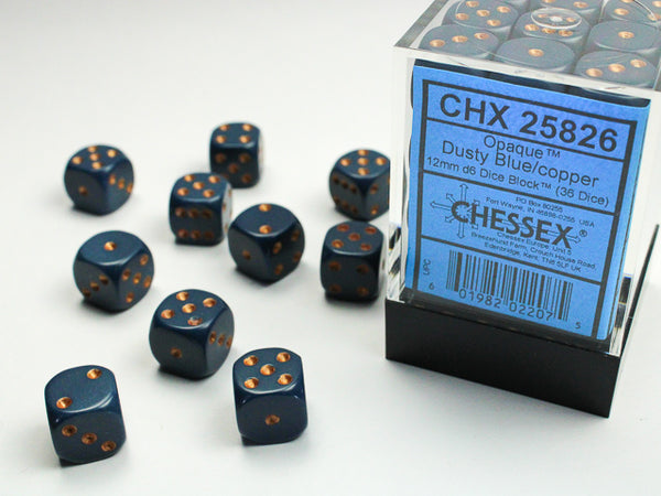 Chessex Dice - 12mm d6 - Opaque - Dusty Blue/Gold CHX25826