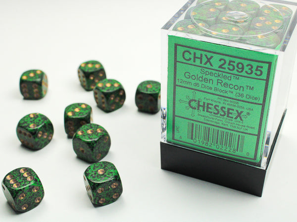 Chessex Dice - 12mm d6 - Speckled - Golden Recon CHX25935