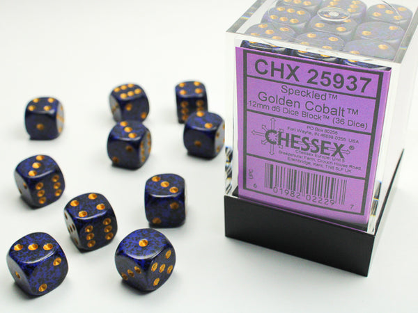 Chessex Dice - 12mm d6 - Speckled - Golden Cobalt CHX25937