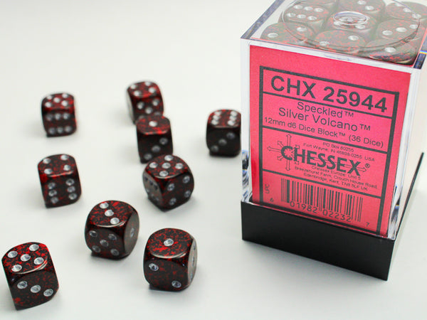 Chessex Dice - 12mm d6 - Speckled - Silver Volcano CHX25944