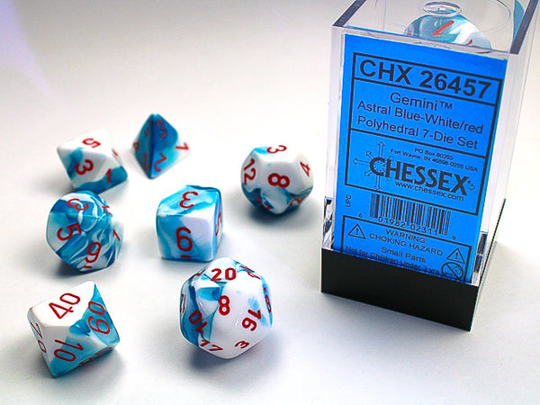 Chessex Dice - Polyhedral - Gemini - Astral Blue-White/Red CHX26457
