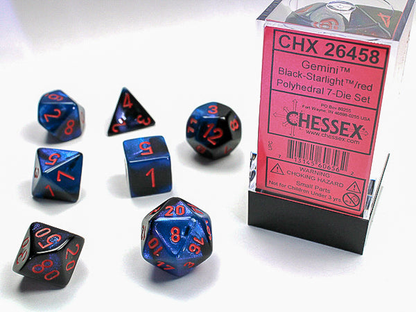 Chessex Dice - Polyhedral - Gemini - Black-Starlight/Red CHX26458
