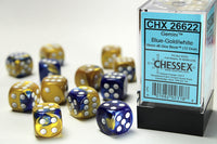 Chessex Dice - 16mm d6 - Gemini - Blue-Gold/White CHX26622