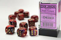 Chessex Dice - 16mm d6 - Gemini - Purple-Red/Gold CHX26626