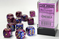 Chessex Dice - 16mm d6 - Gemini - Blue-Purple/Gold CHX26628