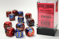 Chessex Dice - 16mm d6 - Gemini - Blue-Red/Gold CHX26629