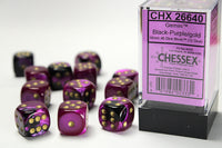 Chessex Dice - 16mm d6 - Gemini - Black-Purple/Gold CHX26640