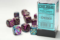 Chessex Dice - 16mm d6 - Gemini - Purple-Teal/Gold CHX26649